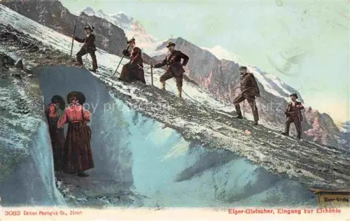 AK / Ansichtskarte Bergsteigen Klettern Mountaineering Alpinisme Alpinismo-- Eiger Gletscher Eingang zur Eishoehle