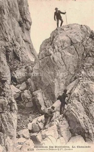 AK / Ansichtskarte Bergsteigen Klettern Mountaineering Alpinisme Alpinismo-- Les DiableretsLa Cheminee