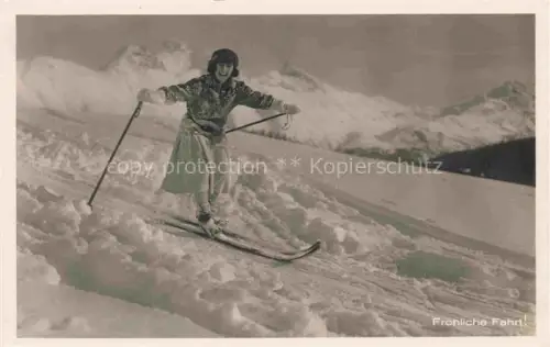 AK / Ansichtskarte Skifahren Skiing Schweiz Frau 