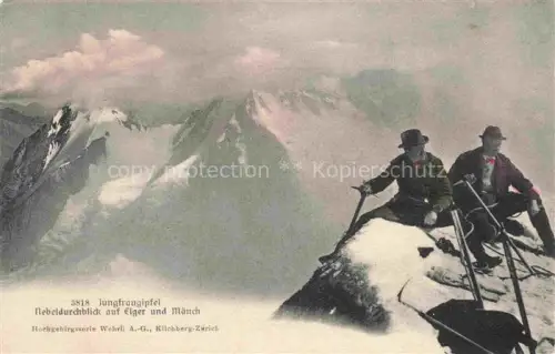 AK / Ansichtskarte Bergsteigen Klettern Mountaineering Alpinisme Alpinismo-- Jungfraugipfel Eiger und Moench