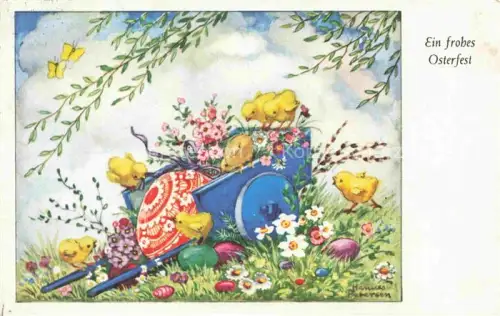 AK / Ansichtskarte PETERSEN Hannes Kuenstlerkarte Ostern Paques Kueken 