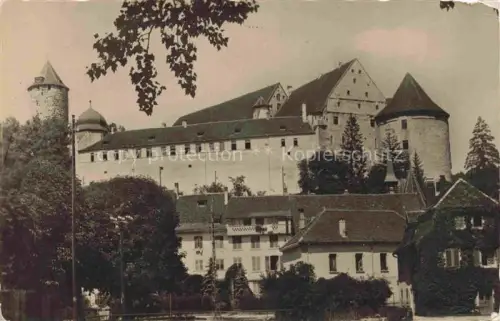 AK / Ansichtskarte Porrentruy JU le-Château Schloss Turm Dach Baeume Stadtansicht Rundturm