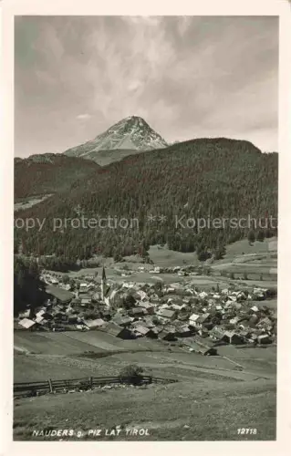 AK / Ansichtskarte Nauders Tirol AT Piz-Lat Dorfansicht Berge Wald Kirchturm Alpenweiden