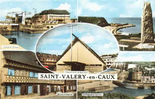 AK / Ansichtskarte Saint-Valery-en-Caux St-Valery-en-Caux 76 Seine-Maritime Pont Ecluse Chapelle-N.D.-du-Bon-Port Plage Falaises Maison-d Henri-IV Hafen