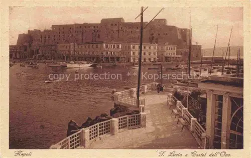 AK / Ansichtskarte NAPOLI Neapel Naples IT S.-Lucia Castel-dell Ovo Hafen Segelboote Festung Promenade