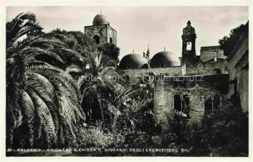 AK / Ansichtskarte PALERMO  Sicilia IT Chiostro-S.-Giovanni-degli-Eremiti Chiesa-S.-Giovanni-degli-Eremiti Kreuzgang Kuppeln Palmen Glockenturm Norman-Byzantinisch
