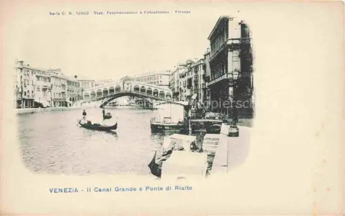 AK / Ansichtskarte VENEZIA Venedig Venice Venise IT Canal-Grande Ponte-di-Rialto Gondeln Bruecke Kanal Palaeste
