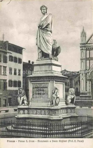 AK / Ansichtskarte FIRENZE Florence Florenz Toscana IT Piazza-S-Croce Monumento-Dante-Alighieri Dante-Statue Kirche-Santa-Croce Loewen