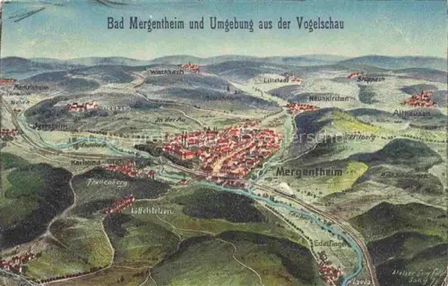 AK / Ansichtskarte BAD MERGENTHEIM BW Vogelschau-Panorama Tauber Mergentheim Wachbach Karlsbad Loeffelstelzen Edelfingen Neunkirchen Stadtansicht
