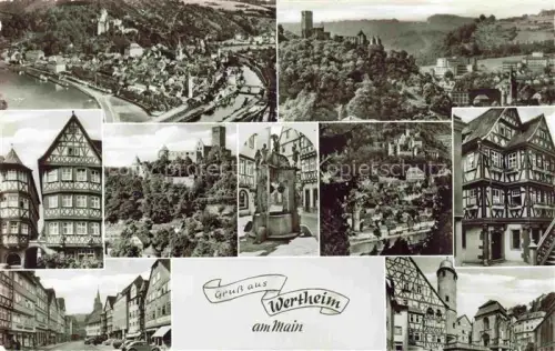 AK / Ansichtskarte Wertheim Main BW Mehrbildkarte Fachwerk Burg Brunnen Marktplatz Altstadt Main Luftaufnahme