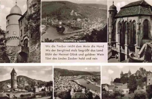 AK / Ansichtskarte Wertheim Main BW Main Tauber Burg Turm Kirche Stadtpanorama Mehrbildkarte Bruecke