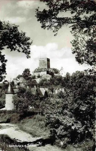 AK / Ansichtskarte Gamburg Werbach BW Tauber Burg Turm Baeume Mauer Weg