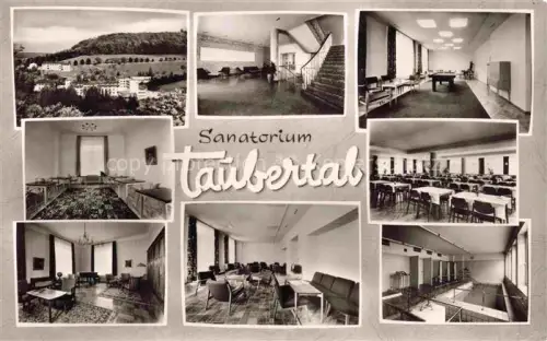 AK / Ansichtskarte BAD MERGENTHEIM BW Sanatorium-Taubertal BfA Innenraeume Speisesaal Lounge Hallenbad Treppe Mehrbildkarte