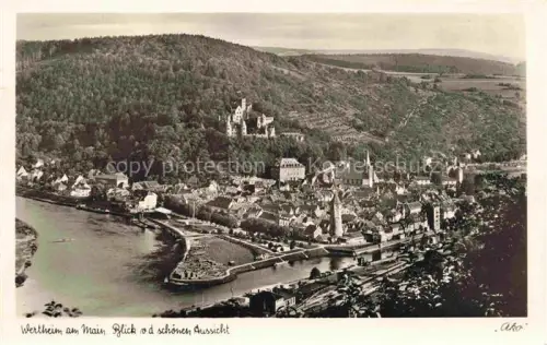 AK / Ansichtskarte Wertheim Main BW Main Schloss Altstadt Kirche Tuerme Fluss Wald Huegellandschaft
