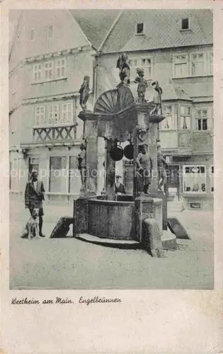 AK / Ansichtskarte Wertheim Main BW Engelsbrunnen Brunnen Skulpturen Figuren Marktplatz Fachwerkhaeuser Hund Mann