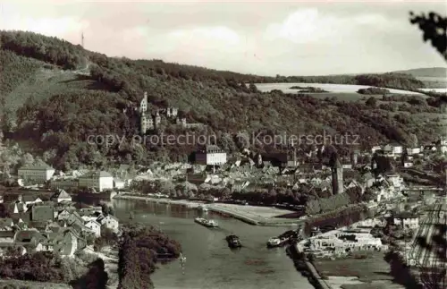 AK / Ansichtskarte Wertheim Main BW Tauberpartie Main Schloss Stadtansicht Schiffe Fluss Huegel Kirche