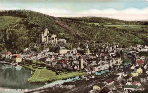 AK / Ansichtskarte Wertheim Main BW Main Burg Stadtansicht Tal Wald Kirche Panorama Schloss