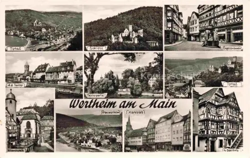 AK / Ansichtskarte Wertheim Main BW Schloss Engelsbrunnen Tauberpartie Marktplatz Stiftskapelle Fachwerkhaeuser Main Mehrbildkarte