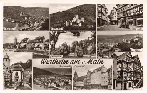 AK / Ansichtskarte Wertheim Main BW Schloss Engelsbrunnen Tauberpartie Marktplatz Stiftskapelle Fachwerkhaeuser Main Mehrbildkarte