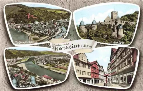 AK / Ansichtskarte Wertheim Main BW Tauberpartie Schloss Maintal Fachwerkhaus Altstadt Main Luftbild