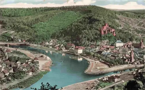 AK / Ansichtskarte Wertheim Main BW Taubermuendung Main Fluss Schloss Altstadt Luftbild Bruecke
