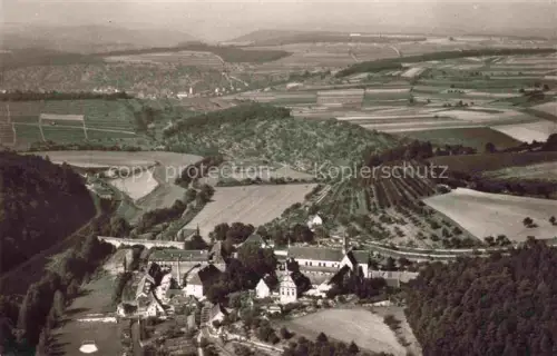 AK / Ansichtskarte Bronnbach Wertheim BW Kloster-Bronnbach Tauber Luftbild Felder Weinberge Tal Kirche