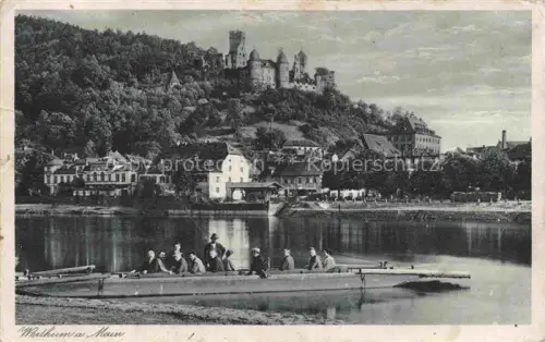 AK / Ansichtskarte Wertheim Main BW Main Burg-Wertheim Fluss Stadtpanorama Faehre Personengruppe Burg Waldhuegel