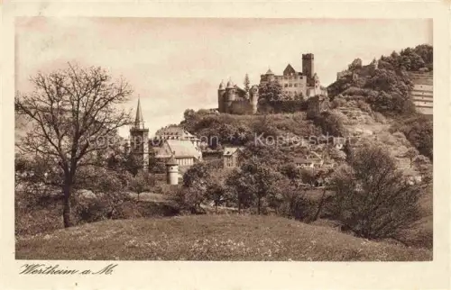 AK / Ansichtskarte Wertheim Main BW Burg-Wertheim Kirche Huegel Wald Stadtansicht Wiese