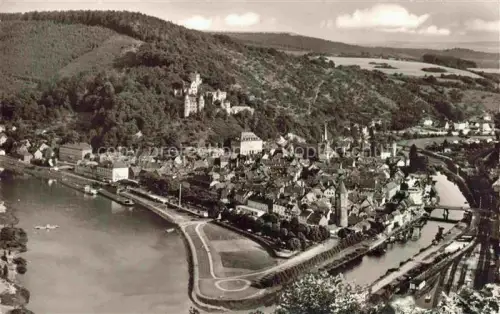 AK / Ansichtskarte Wertheim Main BW Main Tauber Taubermuendung Burg Stadtpanorama Fluss Bruecke