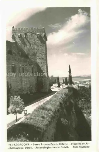 AK / Ansichtskarte TARRAGONA Cataluna ES Paseo-Arqueológico Stadtmauer Roemerwall Turm Mittelmeer Zypressen