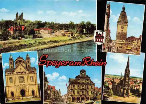 AK / Ansichtskarte SPEYER Rhein Rheinland-Pfalz Dom Altpoertel Hauptstrasse Gedaechtniskirche Rhein Mehrbildkarte Stadtpanorama