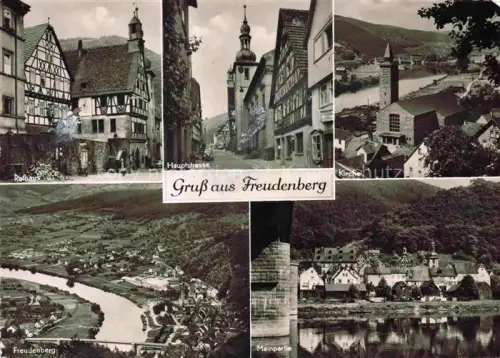 AK / Ansichtskarte Freudenberg Main Baden BW Rathaus Hauptstrasse Kirche Mainpartie Fachwerk Main Tal Mehrbildkarte