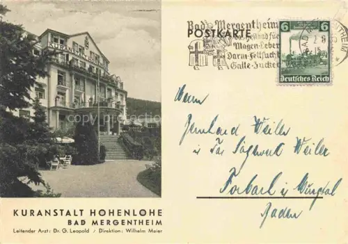 AK / Ansichtskarte BAD MERGENTHEIM BW Kuranstalt-Hohenlohe Sanatorium Freitreppe Park Liegestuehle Heilbad