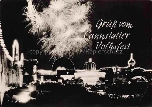 AK / Ansichtskarte Bad Cannstatt Cannstatter-Volksfest Feuerwerk Riesenrad Festplatz Nacht Illumination