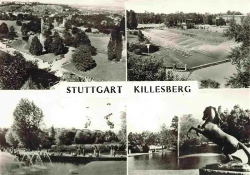 AK / Ansichtskarte Killesberg STUTTGART Killesberg Park Schwimmbad Seilbahn Pferdestatue Springbrunnen Mehrbild