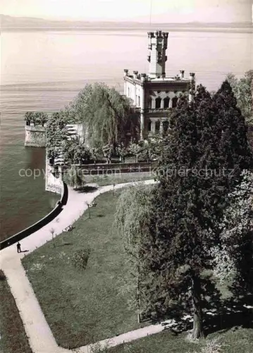 AK / Ansichtskarte Langenargen Bodensee Bodensee Schloss-Montfort Park Uferpromenade Schlossgarten See Trauerweide