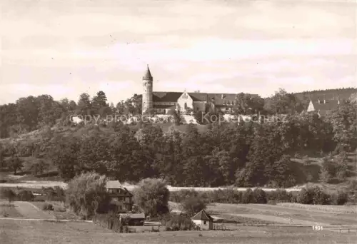 AK / Ansichtskarte Lorch Remstal BW Kloster-Lorch Klosterkirche Huegel Wiesen Felder Altersheim Kirchturm