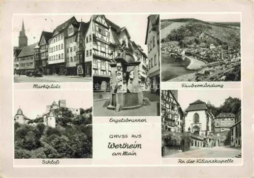 AK / Ansichtskarte Wertheim Main BW Marktplatz Engelsbrunnen Taubermuendung Schloss Kilianskapelle Fachwerk Mehrbildkarte