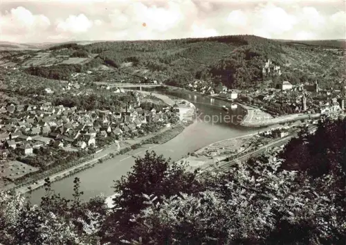 AK / Ansichtskarte Wertheim Main BW Taubermuendung Main Stadtpanorama Burg Kreuzwertheim Flusstal Waelder Vogelblick