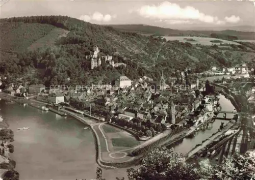 AK / Ansichtskarte Wertheim Main BW Taubermuendung Main Schloss Altstadt Fluss Bruecke Fliegeraufnahme Huegel
