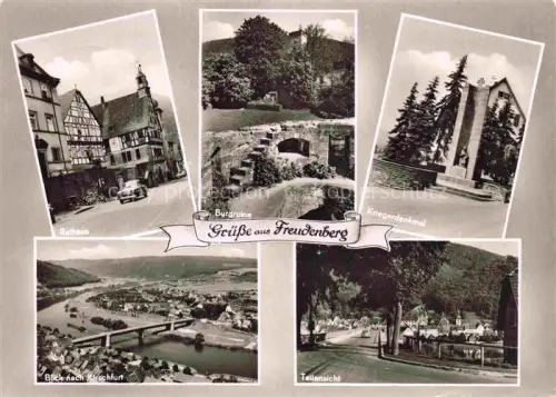 AK / Ansichtskarte Freudenberg Main Baden BW Rathaus Burgruine Kriegerdenkmal Blick-nach-Kirschfurt Fachwerk Mehrbildkarte