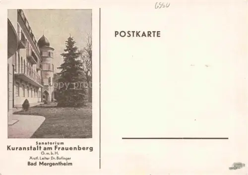 AK / Ansichtskarte BAD MERGENTHEIM BW Sanatorium Kuranstalt-am-Frauenberg Gebaeude Turm Tanne Garten Heilbad