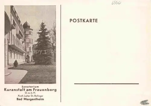 AK / Ansichtskarte BAD MERGENTHEIM BW Sanatorium Kuranstalt-am-Frauenberg Gebaeude Turm Tanne Garten Heilbad