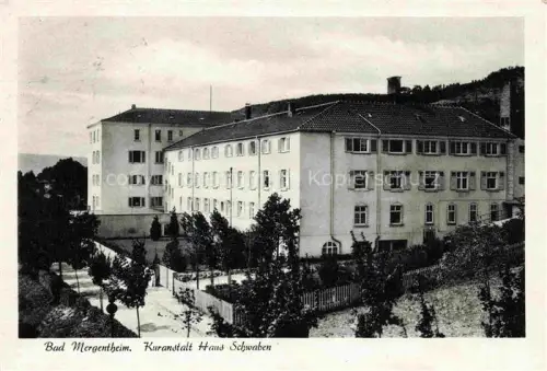 AK / Ansichtskarte BAD MERGENTHEIM BW Kuranstalt-Haus-Schwaben Kurgebaeude Heilbad Baeume Garten