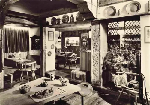 AK / Ansichtskarte BAD MERGENTHEIM BW Jagdstube Gaststube Holzmoebel Fachwerk Innenraum Jagdhorn Wachbacherstrasse Haus-Theurer