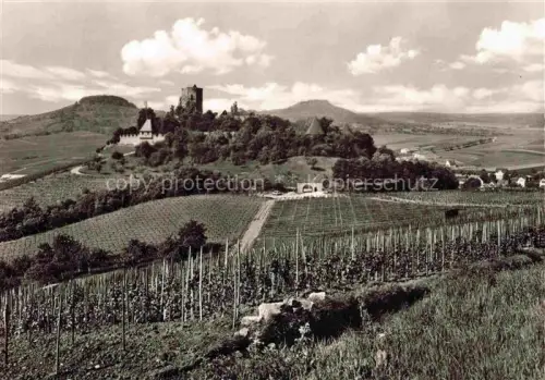 AK / Ansichtskarte Hohenbeilstein (Burg) Beilstein Wuerttemberg Heilbronn BW Weinberg Huegel Landschaft Turm Kirchturm Felder Berge Panorama Burg-Langhans