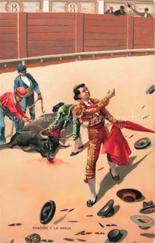 AK / Ansichtskarte Corrida de Toros Stierkampf Bullfight-- Ovacion y la Oreja 