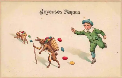 AK / Ansichtskarte Ostern Easter Paques Pasqua-- Hasen Kind Eier 