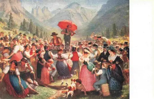 AK / Ansichtskarte RITTMEYER E. (1820-1904) Kuenstlerkarte Schweiz Alpstubete auf Sol Kermesse 