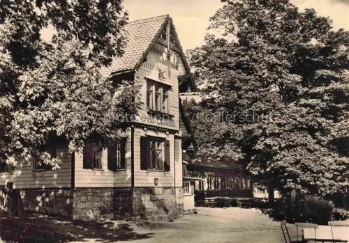 AK / Ansichtskarte Drei Annen Hohne Wernigerode Harz Sachsen-Anhalt HO-Waldgaststaette Waldhaus Gaststaette Harz Baeume Fachwerkhaus DDR Hirschgeweih